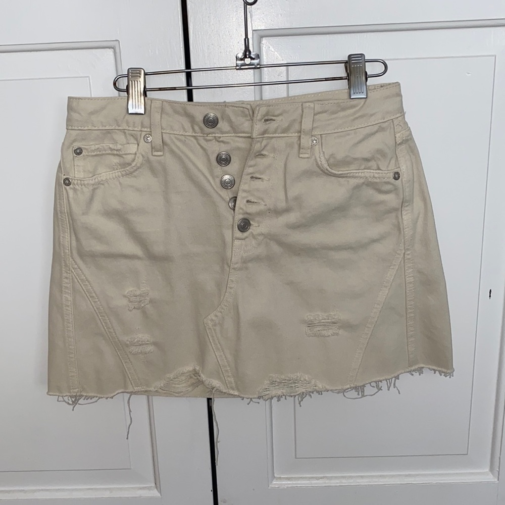 Free People Cream Jean skirt